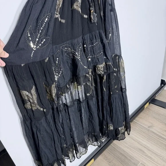 Ranee's Black Gold Sequin High Low Maxi Dress S/M - Picture 7 of 14